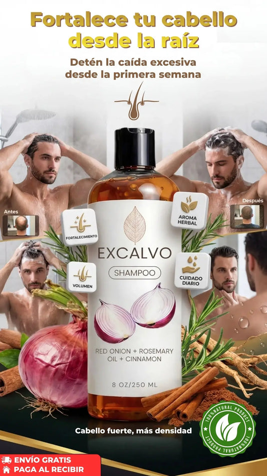 Excalvo™ | El "Acelerador Botánico" de Crecimiento en Formato de Shampoo Diario.
