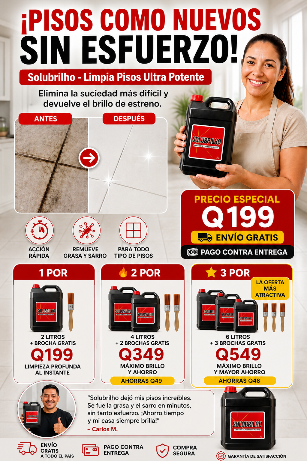 Solubrilho: La fórmula perfecta para limpiar y dar brillo rápidamente.