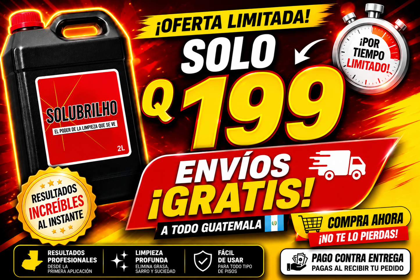 Solubrilho: La fórmula perfecta para limpiar y dar brillo rápidamente.