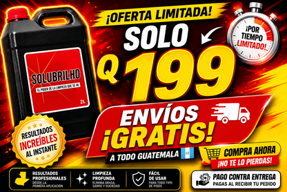 Solubrilho: La fórmula perfecta para limpiar y dar brillo rápidamente.